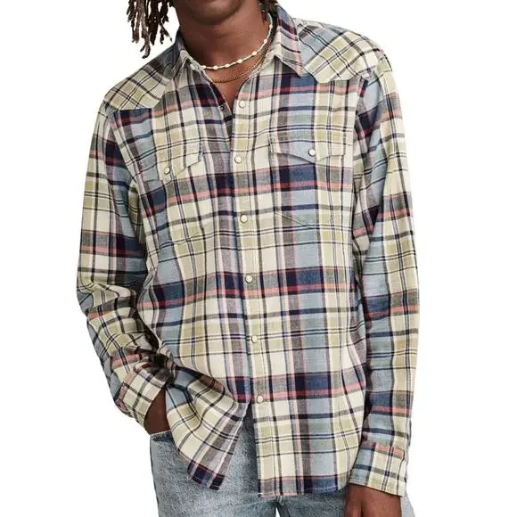 Lucky Brand Men's Indigo long sleeve Western Shirt Multi XL $90 - Picture 2 of 9